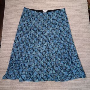 ​GEORGE SKIRT 16W WOMENS PLUS LINED BLUE PAISLEY MEDALLION A LINE KNEE CASUAL...